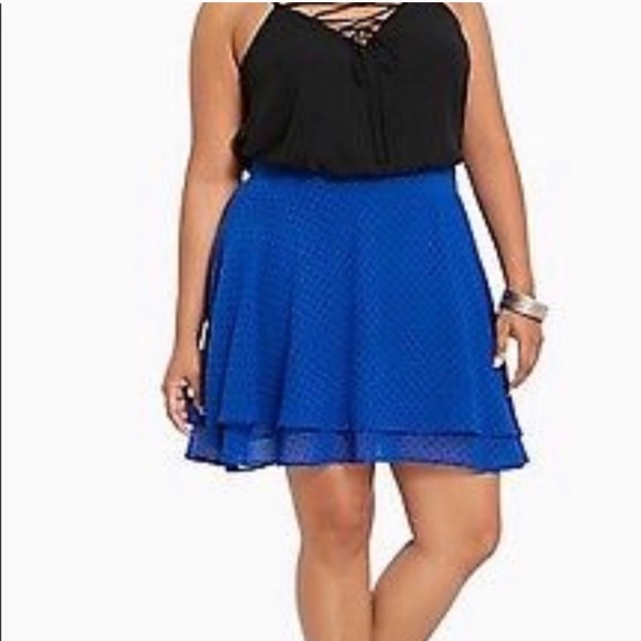 Torrid blue polka dot mini skirt - Picture 2 of 12